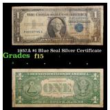 1957A $1 Blue Seal Silver Certificate Grades f+