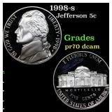 1998-s Proof Jefferson Nickel 5c Grades GEM++ Proo