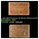 1917-1918 Germany 20 Marks Banknote P# 57 Grades f