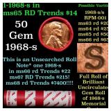 BU Shotgun Lincoln 1c roll, 1968-s 50 pcs Dunbar W