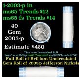 BU Shotgun Jefferson 5c roll, 2003-p 40 pcs Bank $