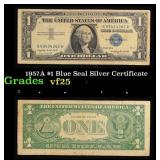 1957A $1 Blue Seal Silver Certificate Grades vf+
