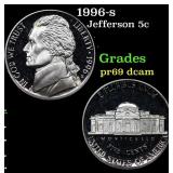 1996-s Proof Jefferson Nickel 5c Grades GEM++ Proo