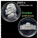 1993-s Proof Jefferson Nickel 5c Grades GEM++ Proo