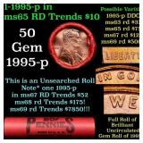 BU Shotgun Lincoln 1c roll, 1995-p 50 pcs Bank Wra