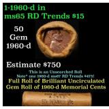 BU Shotgun Lincoln 1c roll, 1960-d 50 pcs Bank Wra