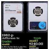 NGC 1982-p Jefferson Nickel 5c Graded ms66 By NGC
