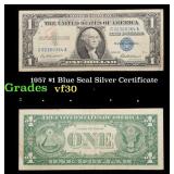 1957 $1 Blue Seal Silver Certificate Grades vf++