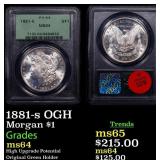 PCGS 1881-s Morgan Dollar OGH 1 Graded ms64 By PCG