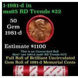 BU Shotgun Lincoln 1c roll, 1981-d 50 pcs Dunbar W