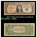 1957 $1 Blue Seal Silver Certificate Grades vf+