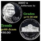 2007-s Proof Jefferson Nickel 5c Grades GEM++ Proo
