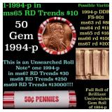 BU Shotgun Lincoln 1c roll, 1994-p 50 pcs Bank Wra