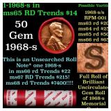 BU Shotgun Lincoln 1c roll, 1968-s 50 pcs Dunbar W