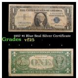 1957 $1 Blue Seal Silver Certificate Grades vf+