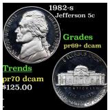 1982-s Proof Jefferson Nickel 5c Grades GEM++ Proo