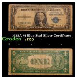 1935A $1 Blue Seal Silver Certificate Grades vf+