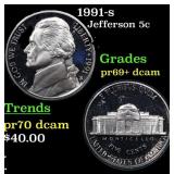 1991-s Proof Jefferson Nickel 5c Grades GEM++ Proo