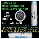 BU Shotgun Jefferson 5c roll, 2000-p 40 pcs Bank $