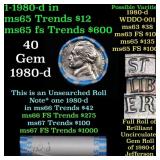 BU Shotgun Jefferson 5c roll, 1980-d 40 pcs Bank $