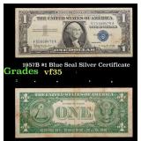 1957B $1 Blue Seal Silver Certificate Grades vf++