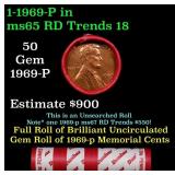 BU Shotgun Lincoln 1c roll, 1969-p 50 pcs Dunbar W