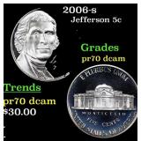 2006-s Proof Jefferson Nickel 5c Grades GEM++ Proo