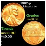 1967-p Lincoln Cent 1c Grades GEM+ Unc RD