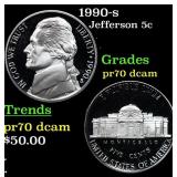 1990-s Proof Jefferson Nickel 5c Grades GEM++ Proo