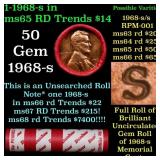 BU Shotgun Lincoln 1c roll, 1968-s 50 pcs Dunbar W