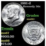 1981-d Kennedy Half Dollar 50c Grades GEM++ Unc