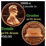 1998-s Proof Lincoln Cent 1c Grades GEM++ Proof De