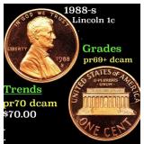 1988-s Proof Lincoln Cent 1c Grades GEM++ Proof De