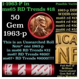 BU Shotgun Lincoln 1c roll, 1963-p 50 pcs Dunbar W