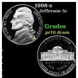 1998-s Proof Jefferson Nickel 5c Grades GEM++ Proo