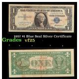 1957 $1 Blue Seal Silver Certificate Grades vf+