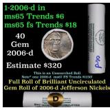 BU Shotgun Jefferson 5c roll, 2006-d 40 pcs Bank $