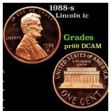 1988-s Proof Lincoln Cent 1c Grades GEM++ Proof De