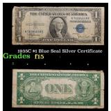 1935C $1 Blue Seal Silver Certificate Grades f+