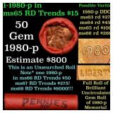 BU Shotgun Lincoln 1c roll, 1980-p 50 pcs Bank Wra