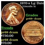 1970-s Lg Date Proof Lincoln Cent 1c Grades GEM++