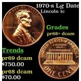 1970-s Lg Date Proof Lincoln Cent 1c Grades GEM++