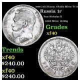 1898 (AG) Russia 1 Ruble Silver Y# 59.3 Grades xf