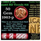 BU Shotgun Lincoln 1c roll, 1963-p 50 pcs Dunbar W