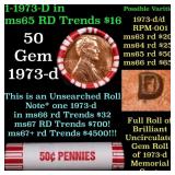 BU Shotgun Lincoln 1c roll, 1973-d 50 pcs Bank Wra