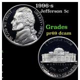 1996-s Proof Jefferson Nickel 5c Grades GEM++ Proo