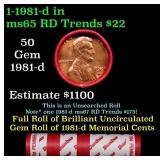 BU Shotgun Lincoln 1c roll, 1981-d 50 pcs Dunbar W