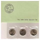 1980 Susan B Anthony Dollar Souvenir Set, 3 Coins,