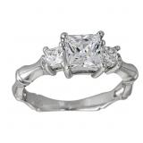 Decadence Sterling SIlver princess cut 3 stone bam