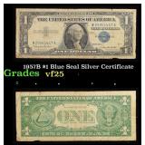 1957B $1 Blue Seal Silver Certificate Grades vf+